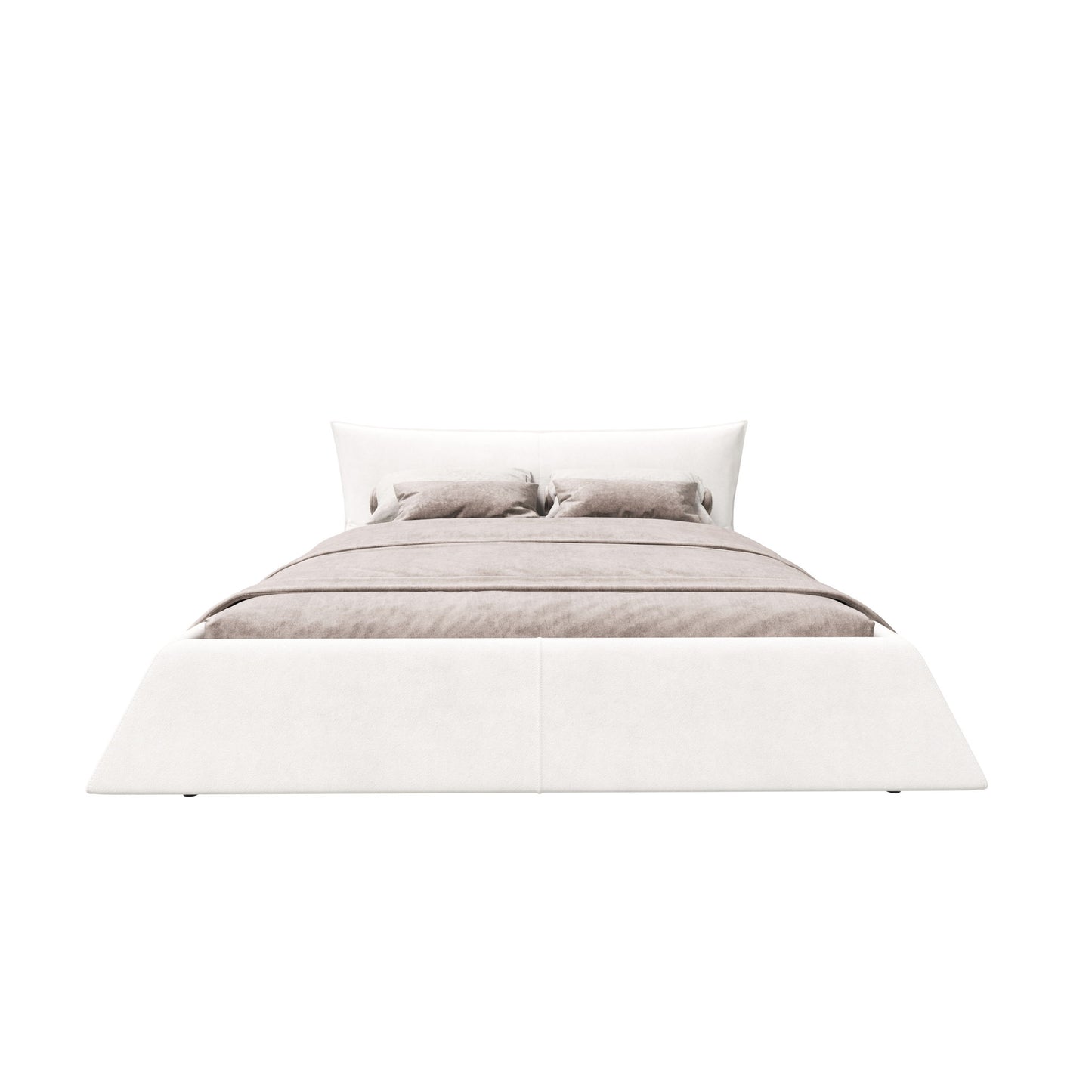 King Size Platform Bed With Special-Shaped Headboard - Cream - The Sleep Loft - Online Mattress Showroom NYC