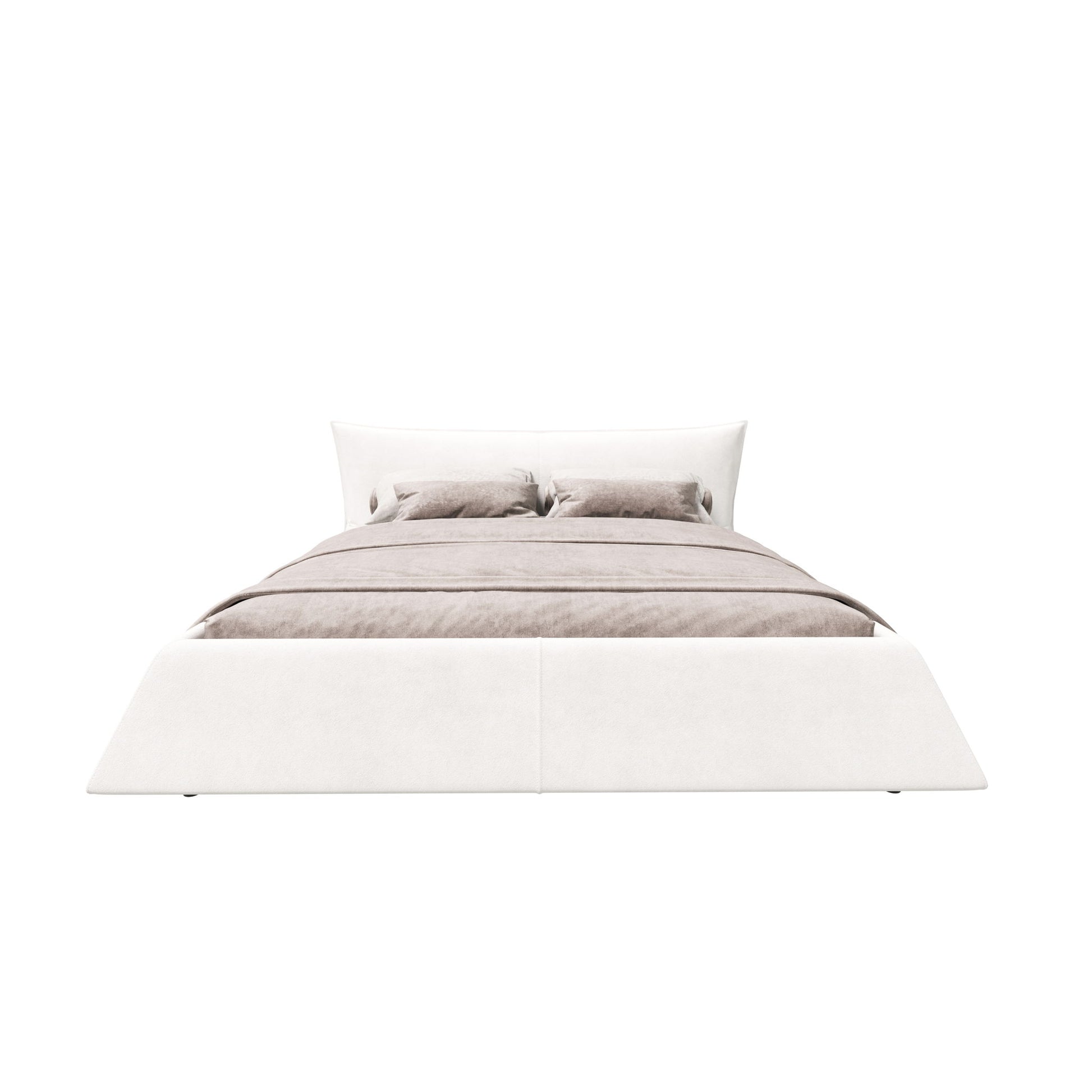 King Size Platform Bed With Special-Shaped Headboard - Cream - The Sleep Loft - Online Mattress Showroom NYC