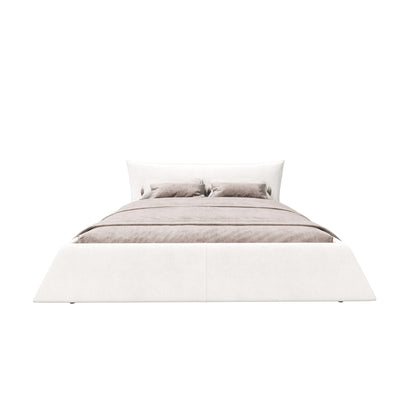 King Size Platform Bed With Special-Shaped Headboard - Cream - The Sleep Loft - Online Mattress Showroom NYC