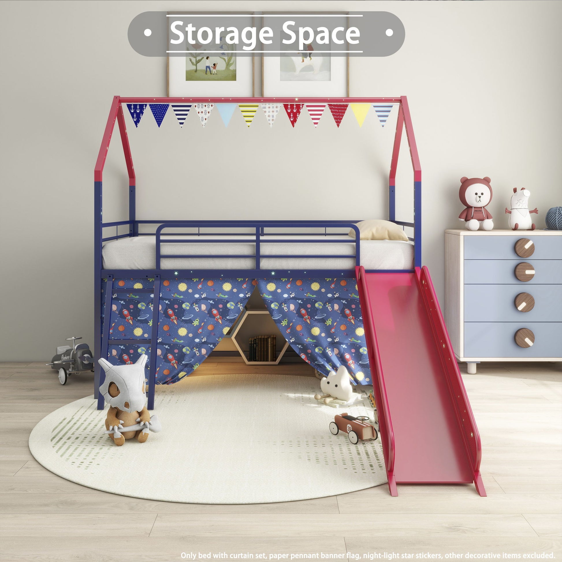 Jack - House Loft Bed With Slide And Curtain Set - The Sleep Loft - Online Mattress Showroom NYC
