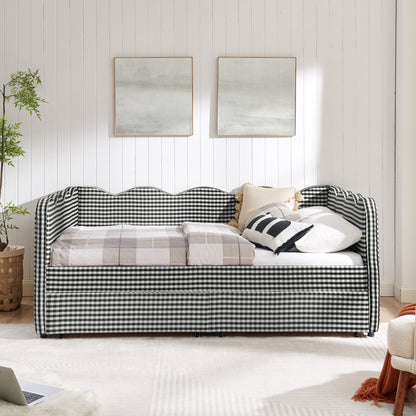 Gingham Daybed With USB Charging Port, Wave-Shaped Design - The Sleep Loft - Online Mattress Showroom NYC