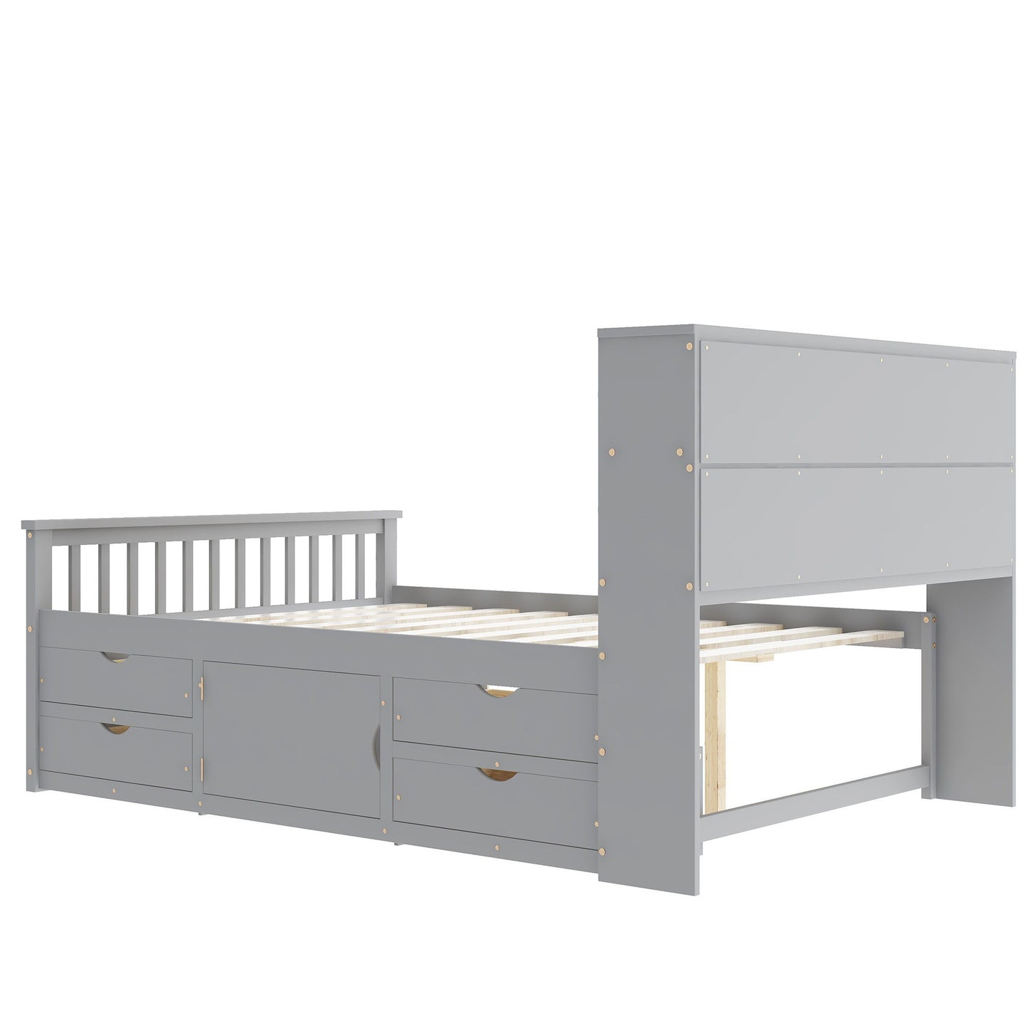 Captain Platform Bed Frame With Bookcase Headboard, 4 Drawers, Storage Shelves - The Sleep Loft - Online Mattress Showroom NYC