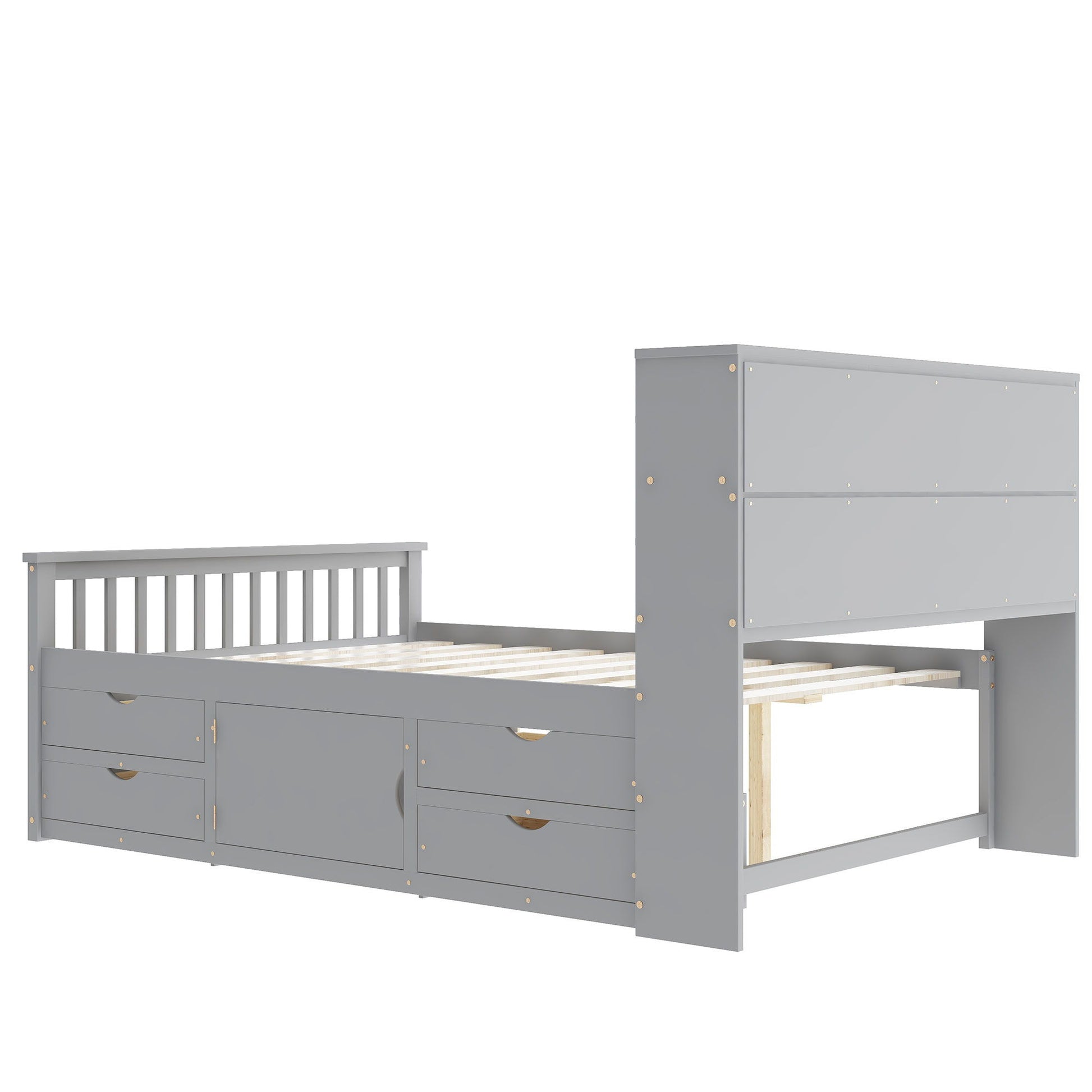 Captain Platform Bed Frame With Bookcase Headboard, 4 Drawers, Storage Shelves - The Sleep Loft - Online Mattress Showroom NYC