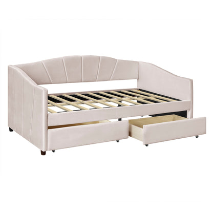 Upholstered Daybed With Two Drawers And Wood Slat - The Sleep Loft - Online Mattress Showroom NYC