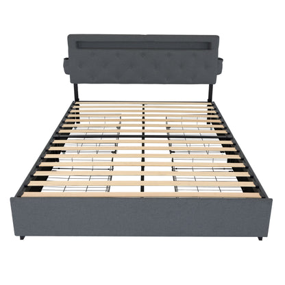 Bed With USB Charging Station, LED Lights, Headboard & Storage Drawers - The Sleep Loft - Online Mattress Showroom NYC