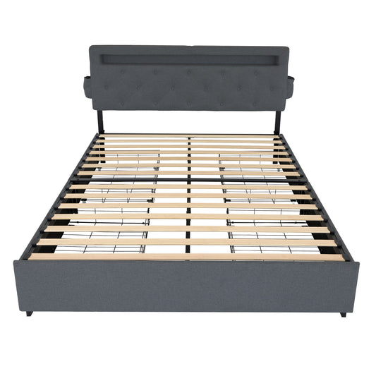 Bed With USB Charging Station, LED Lights, Headboard & Storage Drawers - The Sleep Loft - Online Mattress Showroom NYC