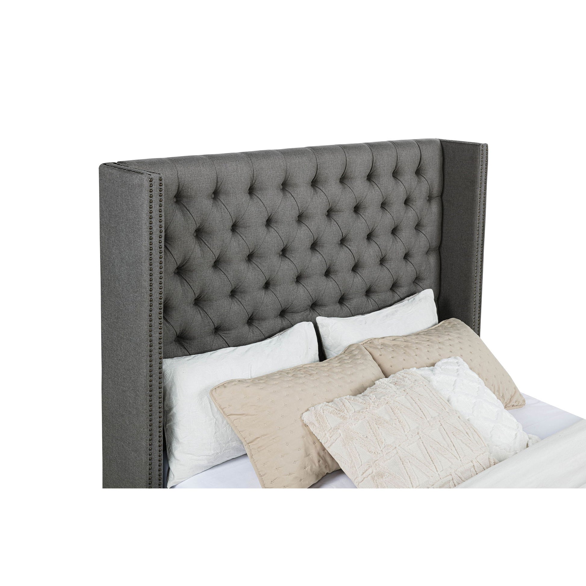 Lendra - Upholstered Wingback Bed With Tufted Headboard - The Sleep Loft - Online Mattress Showroom NYC