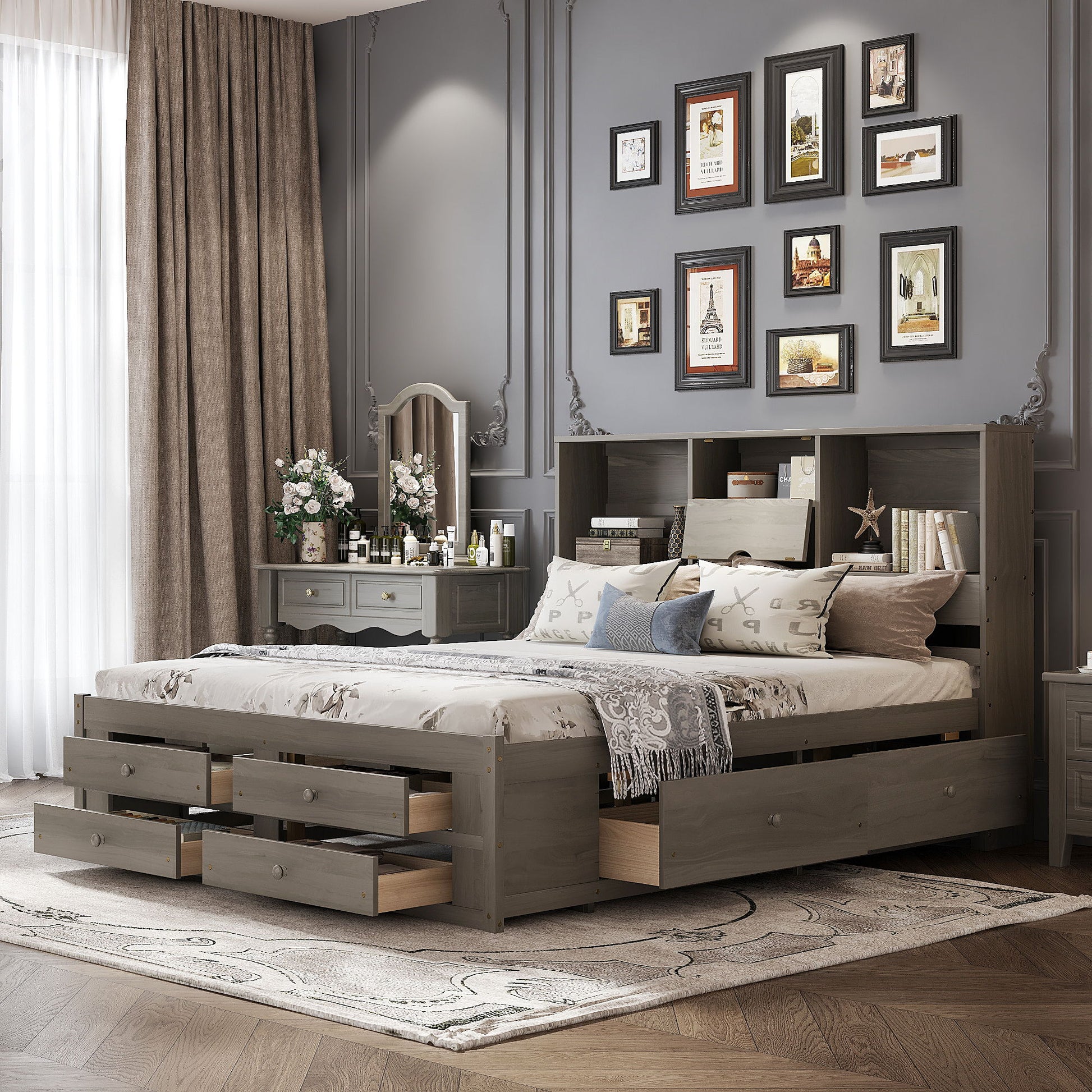 Platform Bed With Storage Headboard And 8 Drawers - The Sleep Loft - Online Mattress Showroom NYC