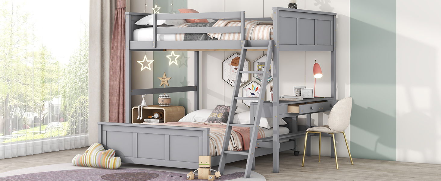 Full Over Full Bunk Bed With Desk - The Sleep Loft - Online Mattress Showroom NYC