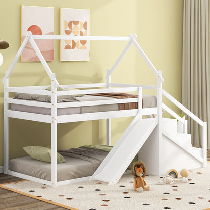 Twin Over Twin House Loft Or Bunk Bed With Slide And Staircase - The Sleep Loft - Online Mattress Showroom NYC