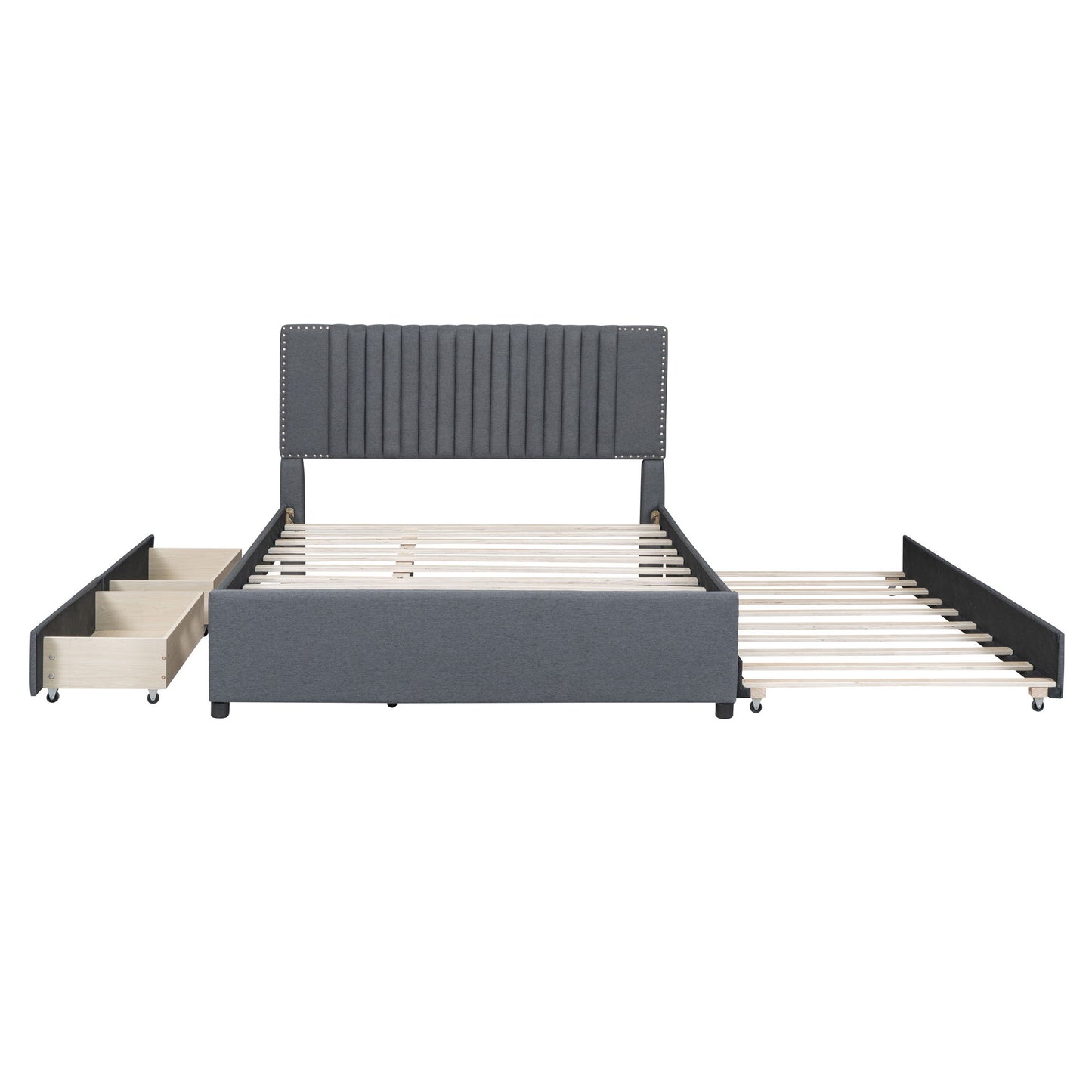 Upholstered Platform Bed With Drawers, Classic Headboard Design - The Sleep Loft - Online Mattress Showroom NYC