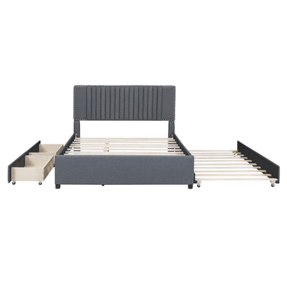 Upholstered Platform Bed With Drawers, Classic Headboard Design - The Sleep Loft - Online Mattress Showroom NYC