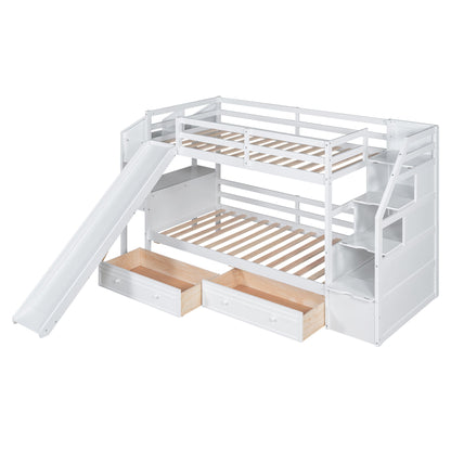 Bunk Bed With Storage Staircase, Slide, Desk, Drawers, And Shelves - The Sleep Loft - Online Mattress Showroom NYC