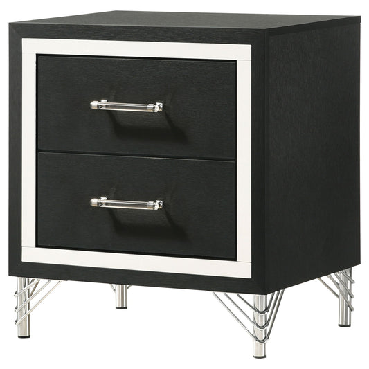 Malcolm - 2 Drawer Nightstand - Black - The Sleep Loft - Online Mattress Showroom NYC