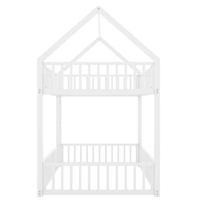 Metal House Bunk Bed With Fence And Door - The Sleep Loft - Online Mattress Showroom NYC