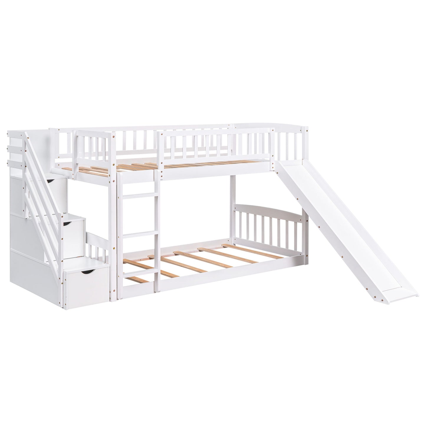 Twin Over Twin Stairway Bunk Bed With Two Drawers And Slide - The Sleep Loft - Online Mattress Showroom NYC