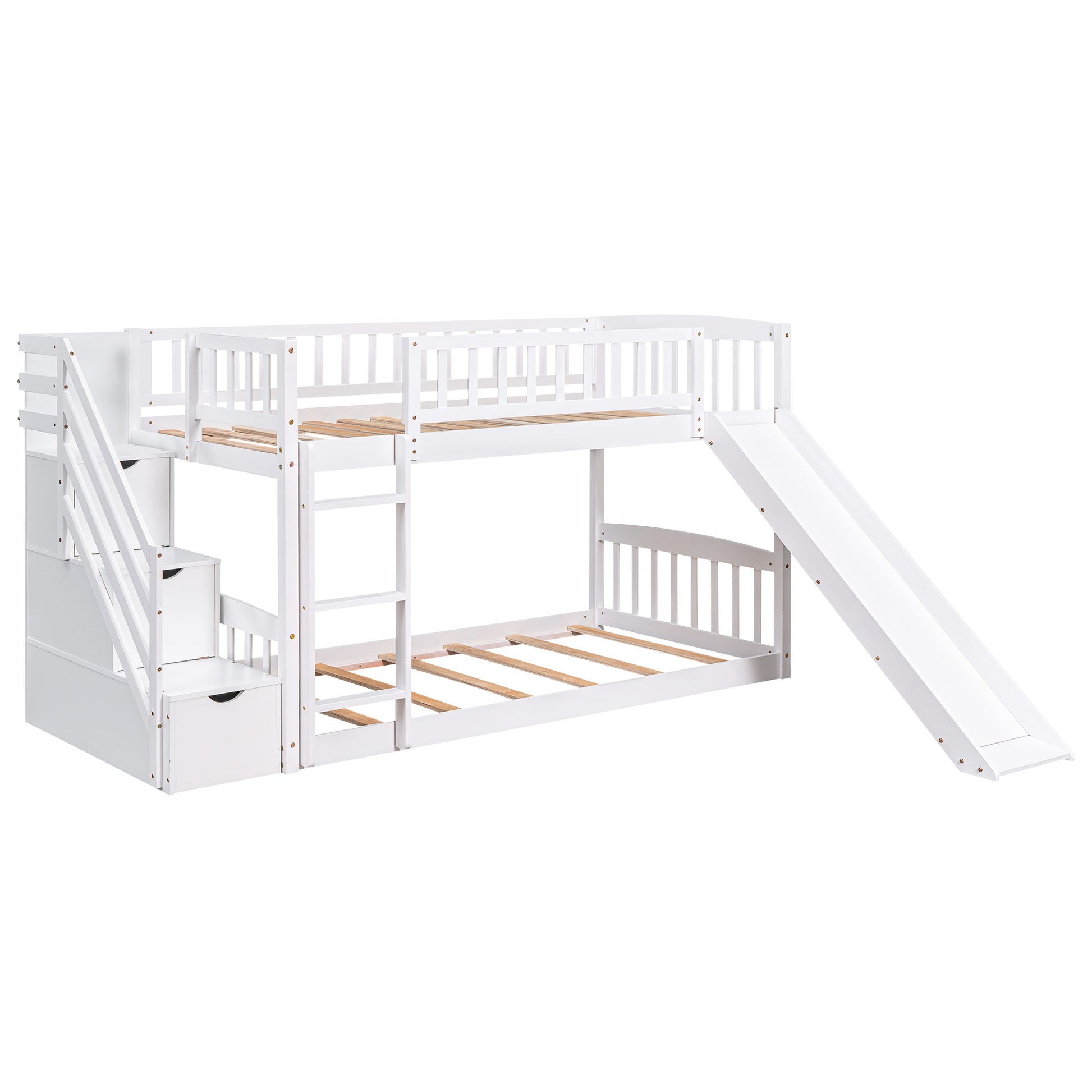 Twin Over Twin Stairway Bunk Bed With Two Drawers And Slide - The Sleep Loft - Online Mattress Showroom NYC