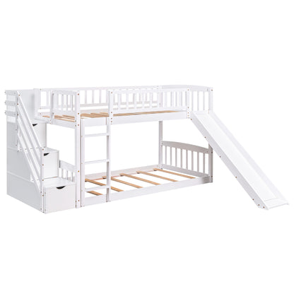 Twin Over Twin Stairway Bunk Bed With Two Drawers And Slide - The Sleep Loft - Online Mattress Showroom NYC