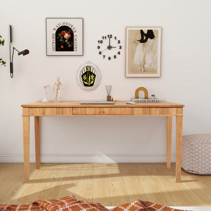 Dumont - Modern Farmhouse 1 Drawer Fluted Home Office Writing Desk - Natural Blonde - The Sleep Loft - Online Mattress Showroom NYC
