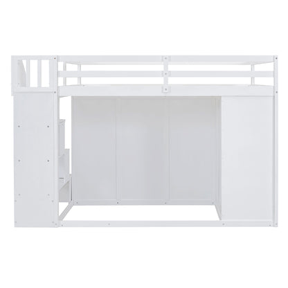 Loft Bed With Built In Wardrobes, Cabinets And Drawers - The Sleep Loft - Online Mattress Showroom NYC