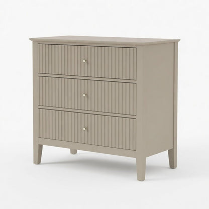 Fluted 3 Drawer Nightstand With Soft Close Slides