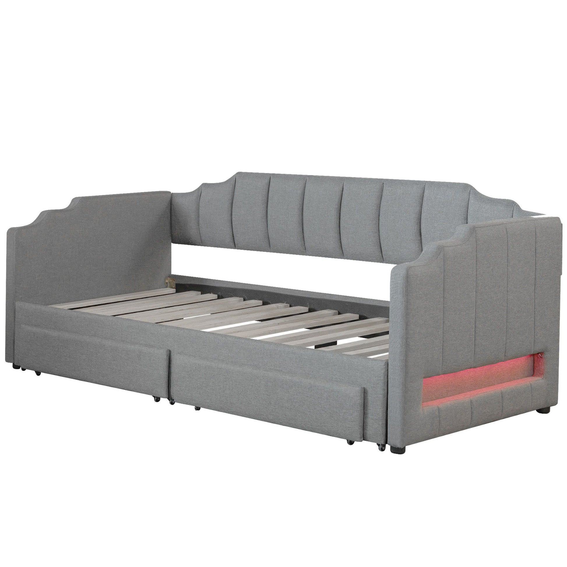 Extendable Daybed With LED Light And 2 Storage Drawers - The Sleep Loft - Online Mattress Showroom NYC