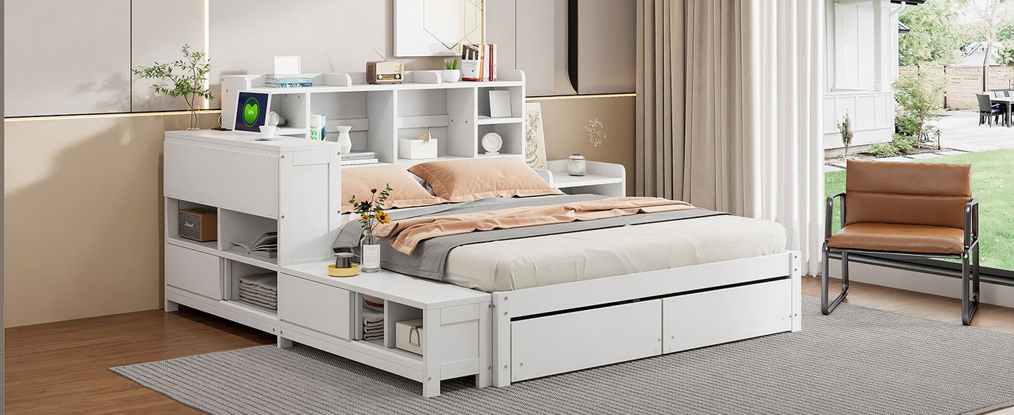 Platform Bed With Multi Functional Storage Space, Nightstand, 2 Drawers, USB Ports And Desk - The Sleep Loft - Online Mattress Showroom NYC