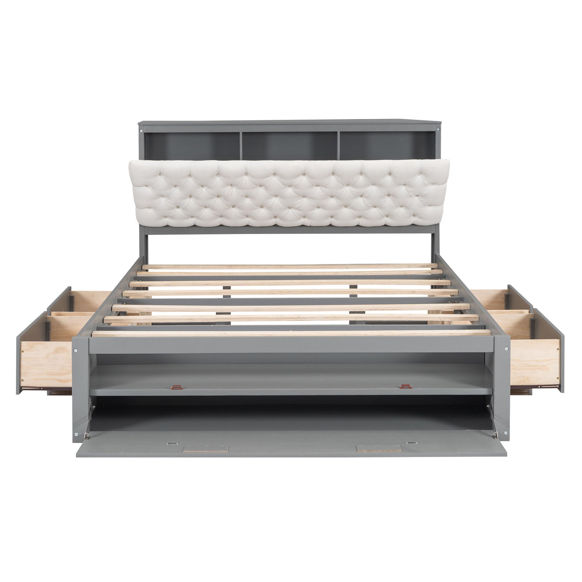 Platform Bed With Storage Headboard, Shoe Rack And 4 Drawers - The Sleep Loft - Online Mattress Showroom NYC