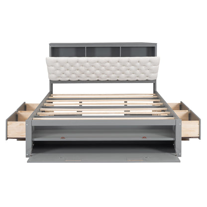 Platform Bed With Storage Headboard, Shoe Rack And 4 Drawers - The Sleep Loft - Online Mattress Showroom NYC