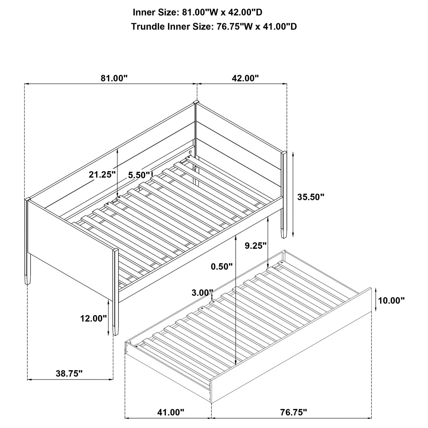 Stewart - Twin Daybed With Trundle - Natural - The Sleep Loft - Online Mattress Showroom NYC