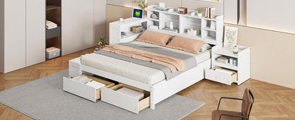 Platform Bed With Multi Functional Storage Space, Nightstand, 2 Drawers, USB Ports And Desk - The Sleep Loft - Online Mattress Showroom NYC