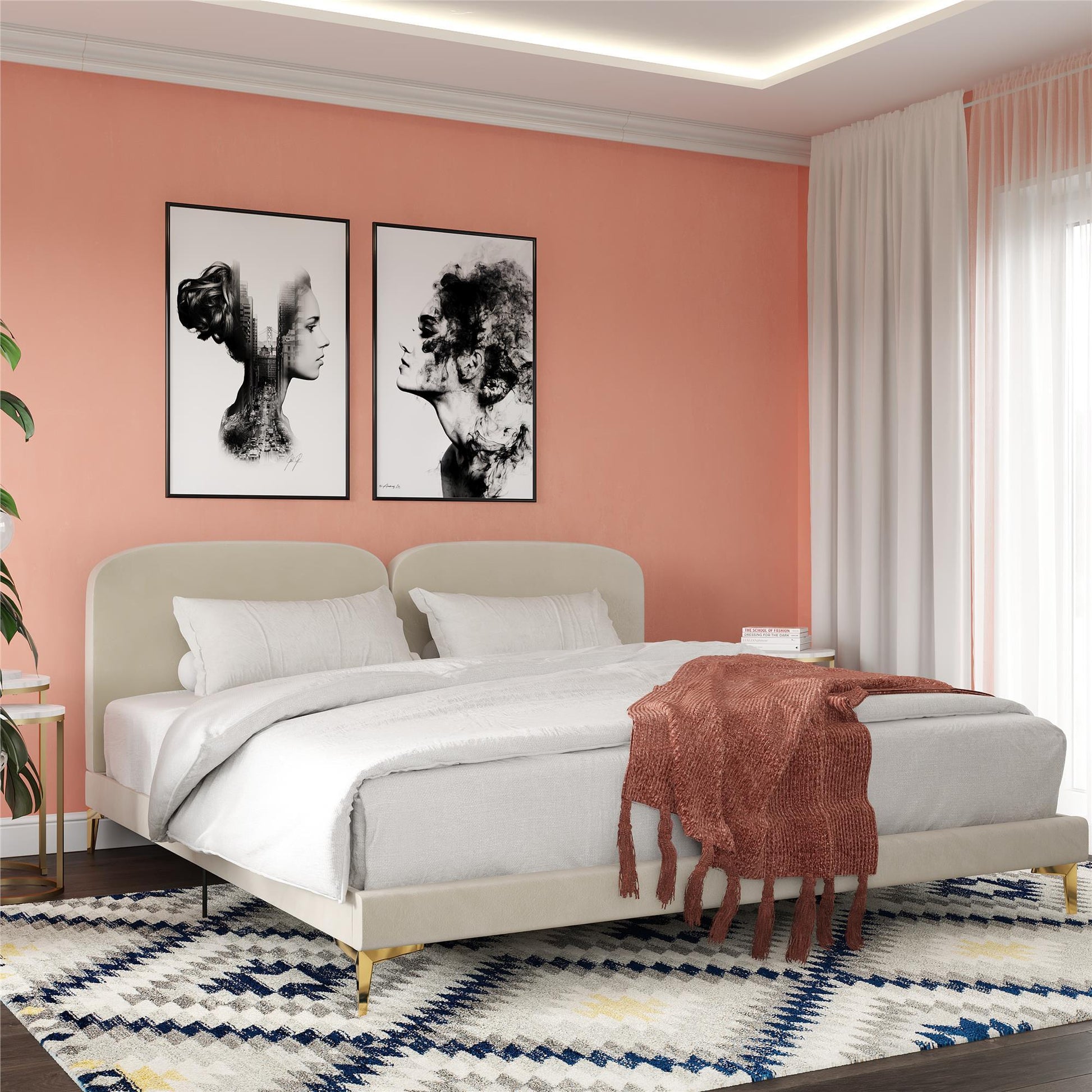 Coco - King Size Upholstered Bed - Ivory - The Sleep Loft - Online Mattress Showroom NYC