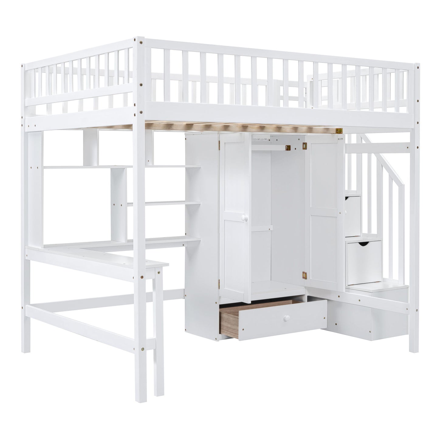 Loft Bed With Bookshelf, Drawers, Desk, And Wardrobe - The Sleep Loft - Online Mattress Showroom NYC