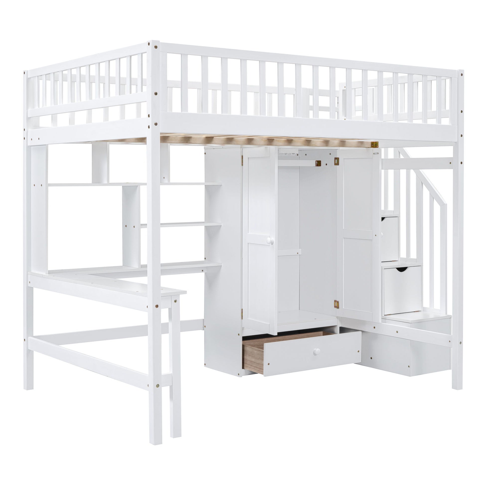 Loft Bed With Bookshelf, Drawers, Desk, And Wardrobe - The Sleep Loft - Online Mattress Showroom NYC