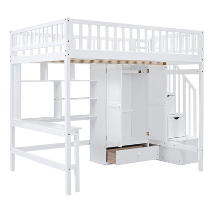 Loft Bed With Bookshelf, Drawers, Desk, And Wardrobe - The Sleep Loft - Online Mattress Showroom NYC