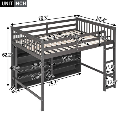 Loft Bed With 8 Open Storage Shelves And Built In Ladder - The Sleep Loft - Online Mattress Showroom NYC