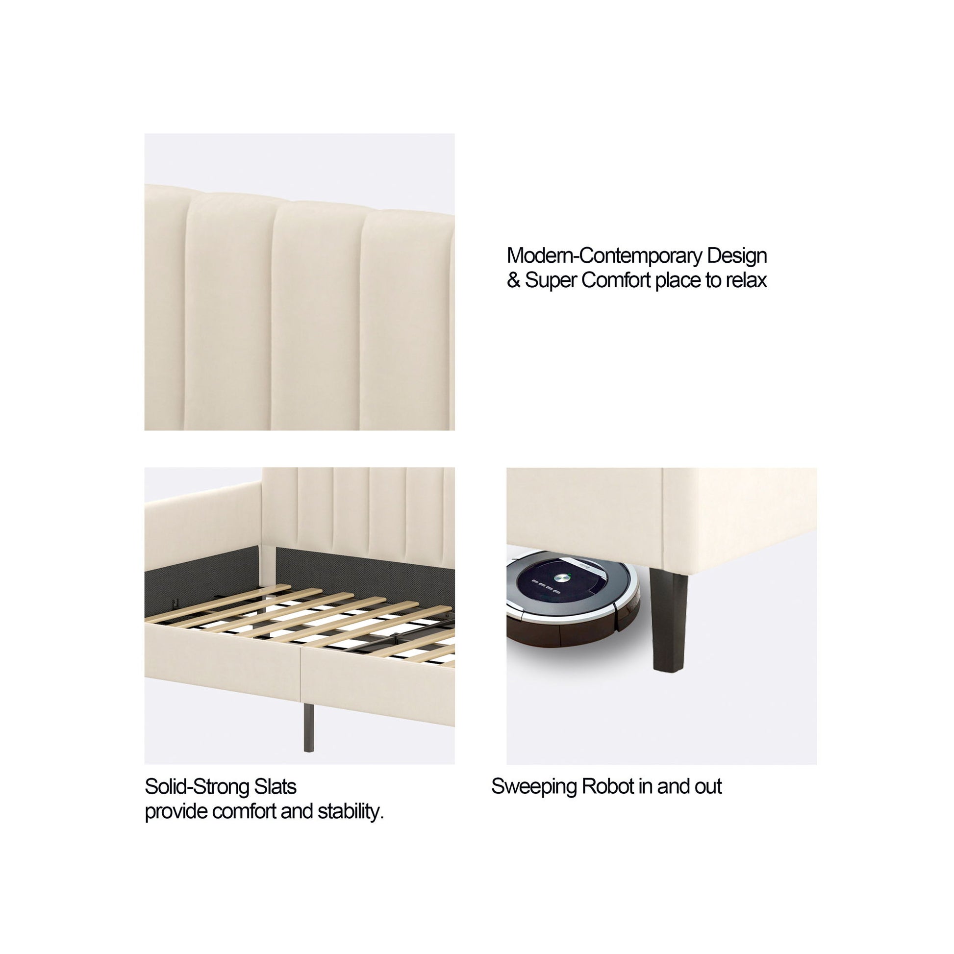 Elena - Boucle Upholstered Daybed, Ribbed Tufted Backrest - The Sleep Loft - Online Mattress Showroom NYC