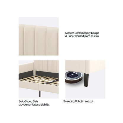 Elena - Boucle Upholstered Daybed, Ribbed Tufted Backrest - The Sleep Loft - Online Mattress Showroom NYC