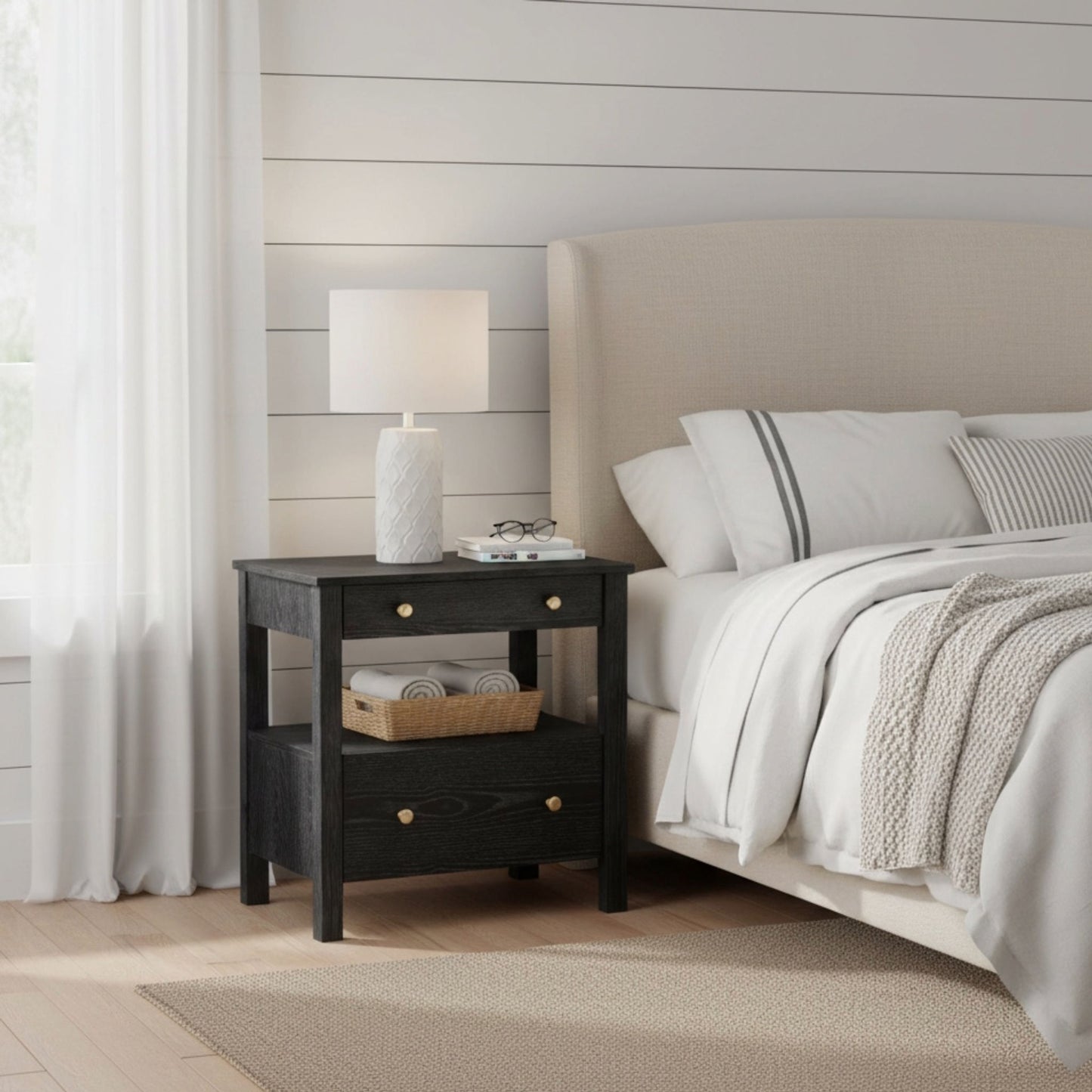 Danielle - 2 Drawer Nightstand With Knobs - Black - The Sleep Loft - Online Mattress Showroom NYC