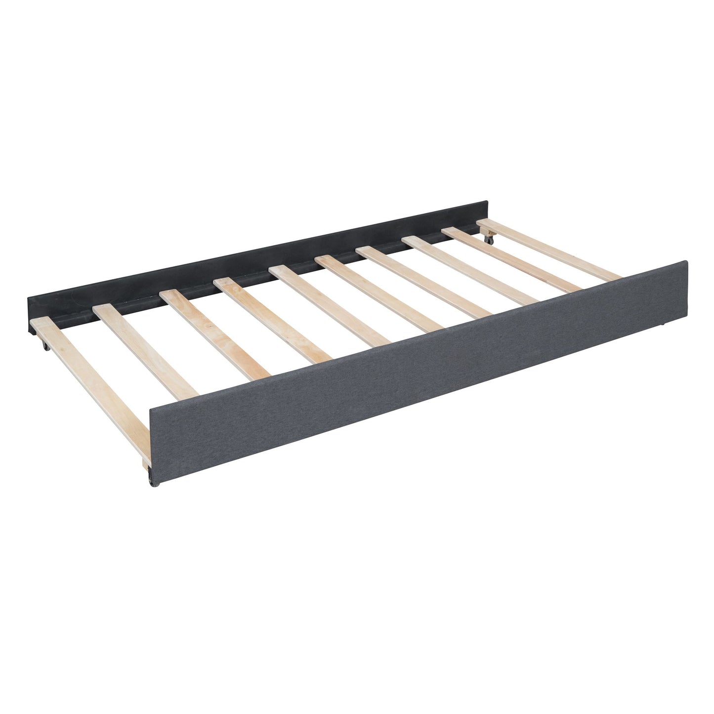 Upholstered Platform Bed With Brick Pattern Headboard And Twin Long Size Trundle - The Sleep Loft - Online Mattress Showroom NYC