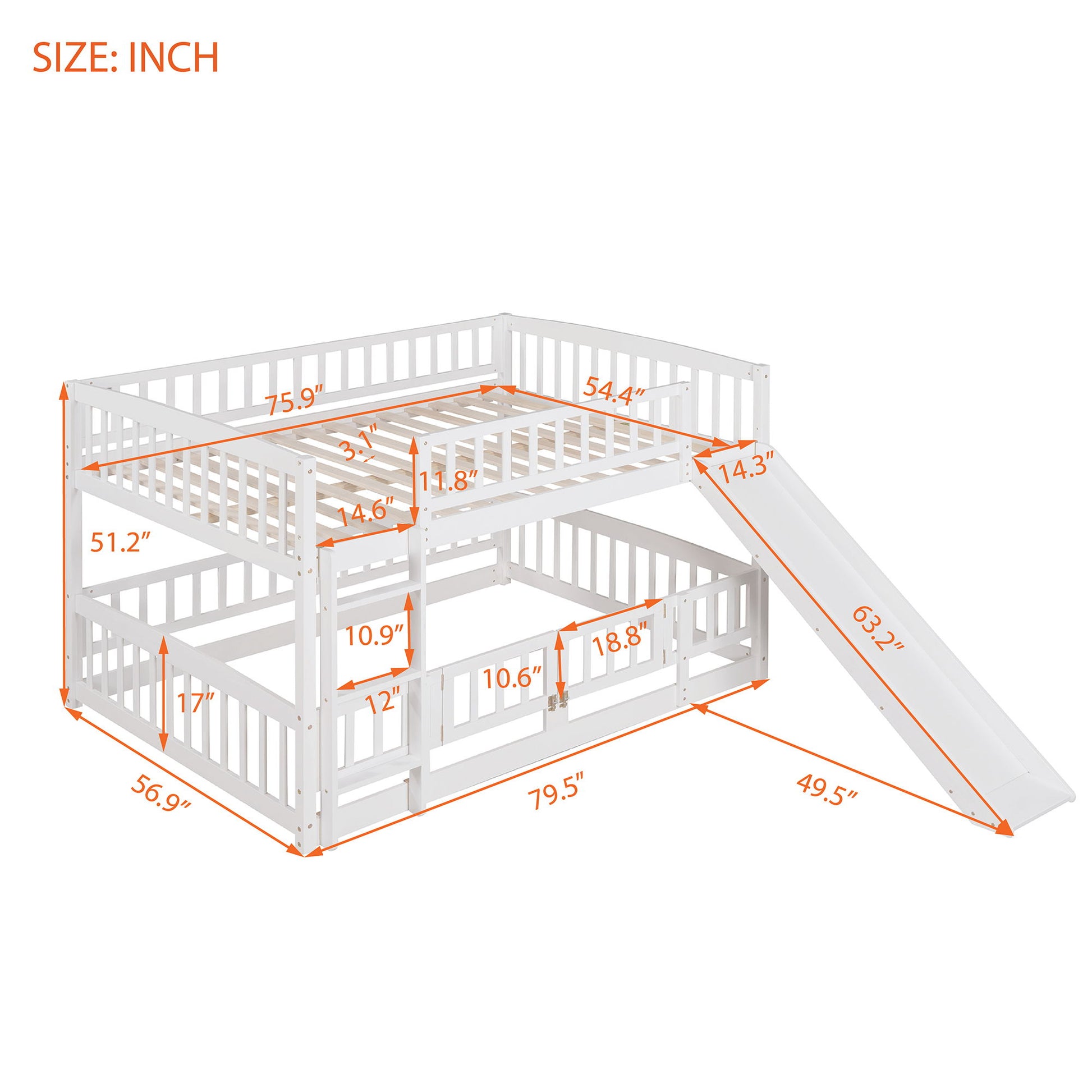 Low Bunk Bed With Slide, Fence And Ladder - The Sleep Loft - Online Mattress Showroom NYC