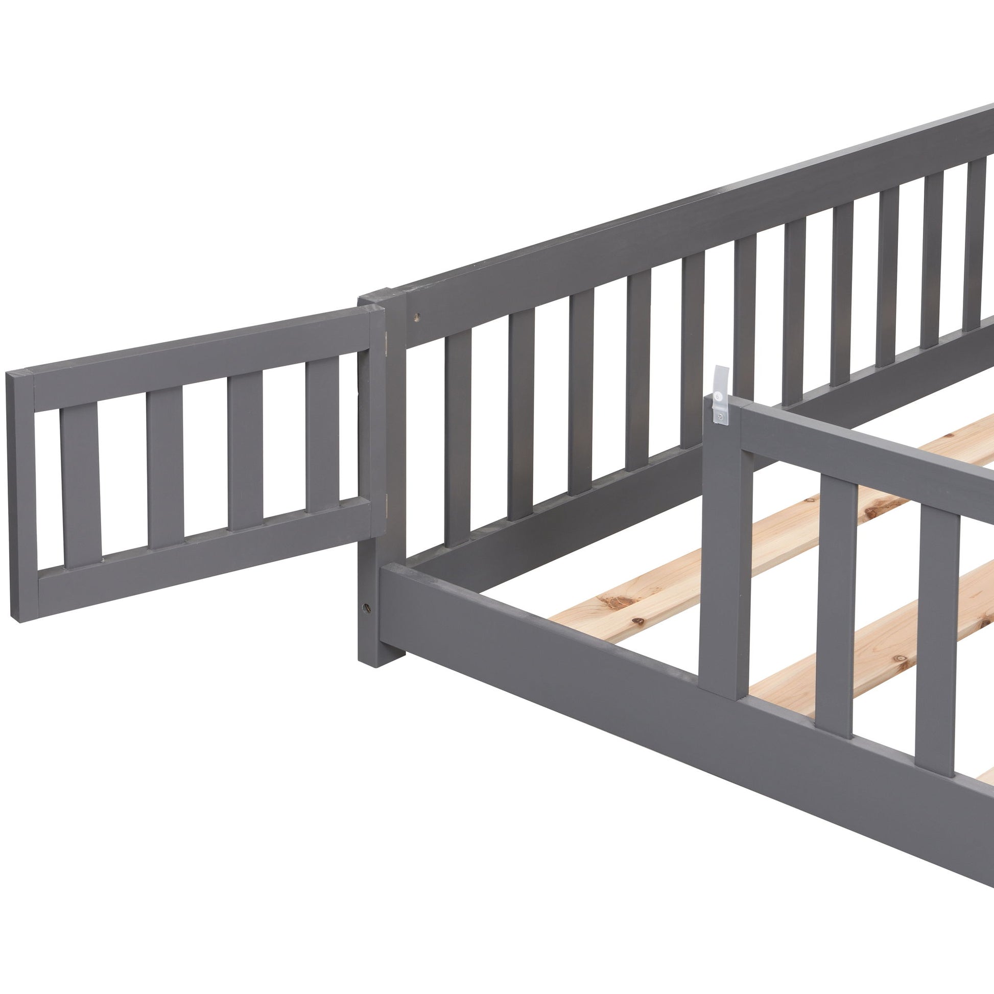 Solid Wood Floor Bed With Door And Fence For Children - The Sleep Loft - Online Mattress Showroom NYC