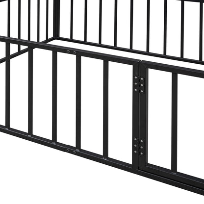 Metal Floor Bed Frame With Fence And Door - The Sleep Loft - Online Mattress Showroom NYC