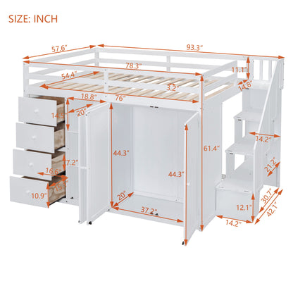 Loft Bed With Built In Wardrobes, Cabinets And Drawers - The Sleep Loft - Online Mattress Showroom NYC