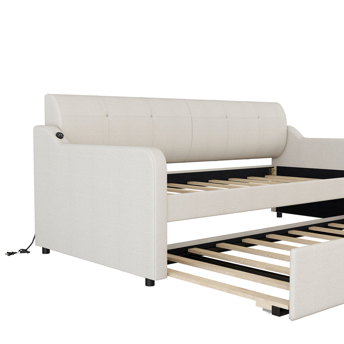 Upholstered Daybed With Trundle And USB Charging - The Sleep Loft - Online Mattress Showroom NYC