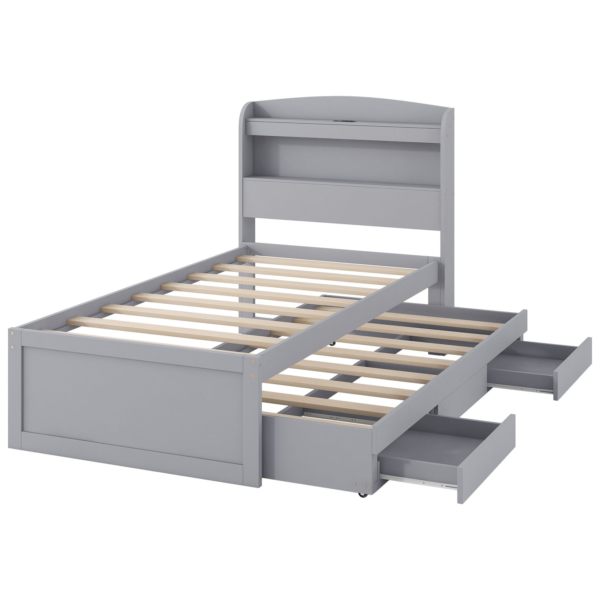 Platform Bed With LED Headboard, Charging Station, Trundle And 2 Drawers - The Sleep Loft - Online Mattress Showroom NYC