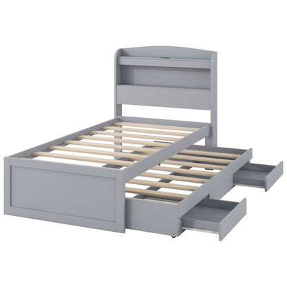 Platform Bed With LED Headboard, Charging Station, Trundle And 2 Drawers - The Sleep Loft - Online Mattress Showroom NYC