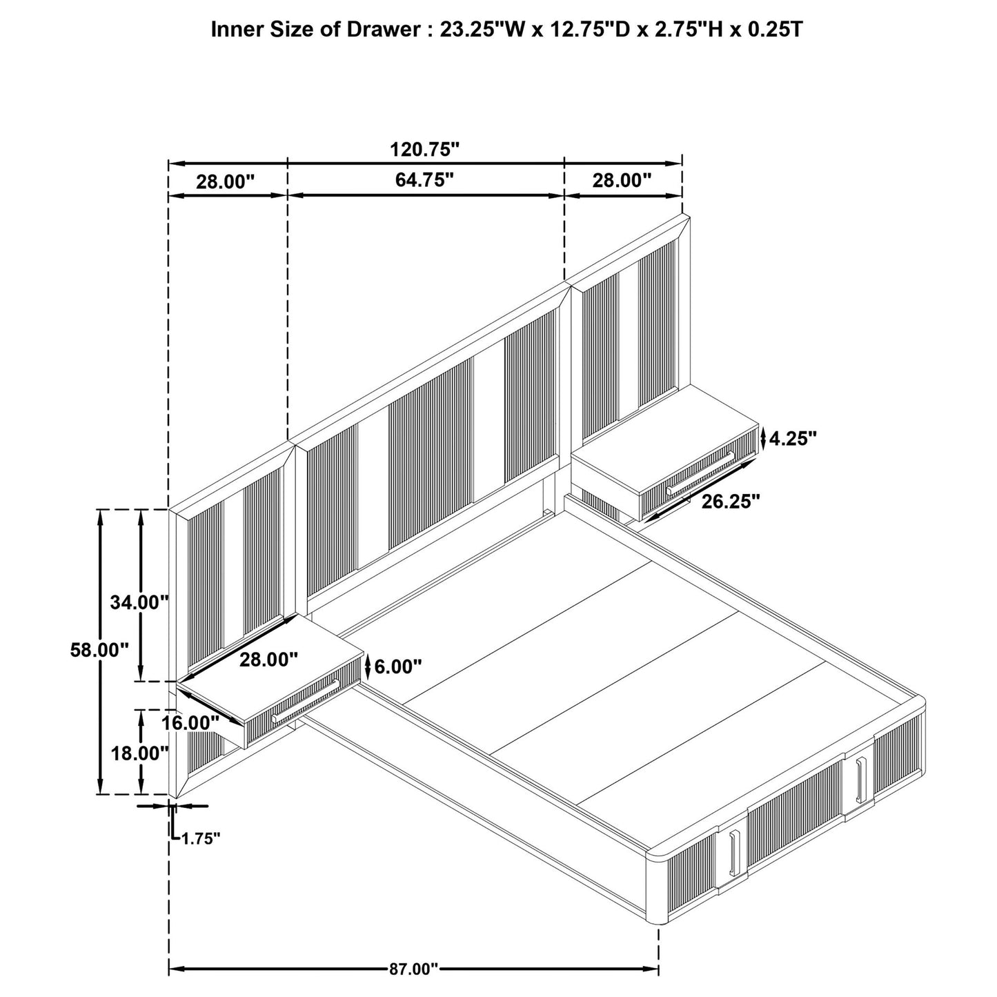 Moraga - Wall Panel Storage Bed With Nightstand Panels