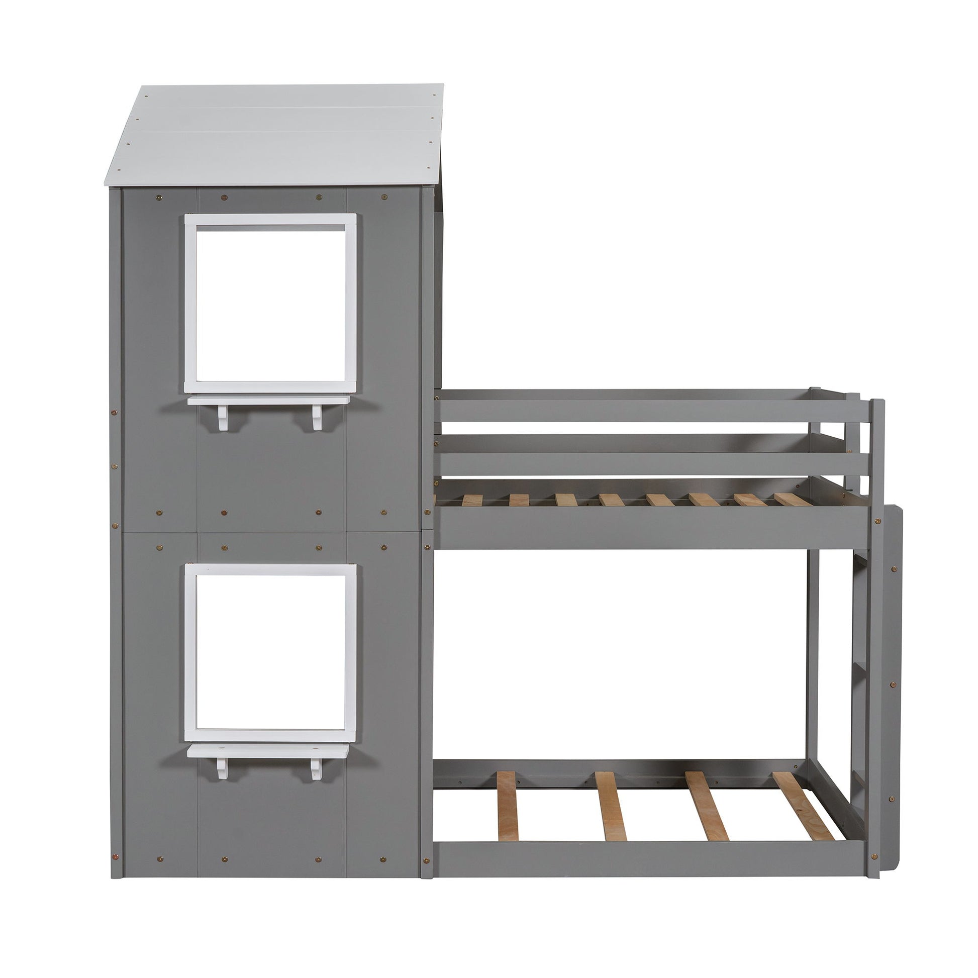 Bunk Bed Wood Bed & Roof, Window, Guardrail, Ladder - The Sleep Loft - Online Mattress Showroom NYC