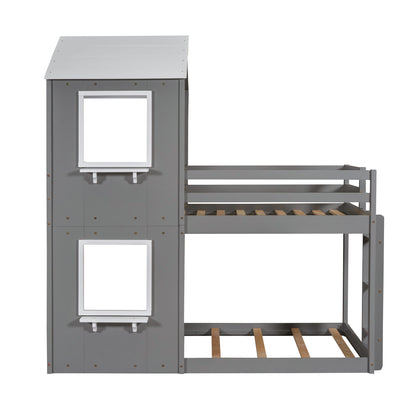 Bunk Bed Wood Bed & Roof, Window, Guardrail, Ladder - The Sleep Loft - Online Mattress Showroom NYC